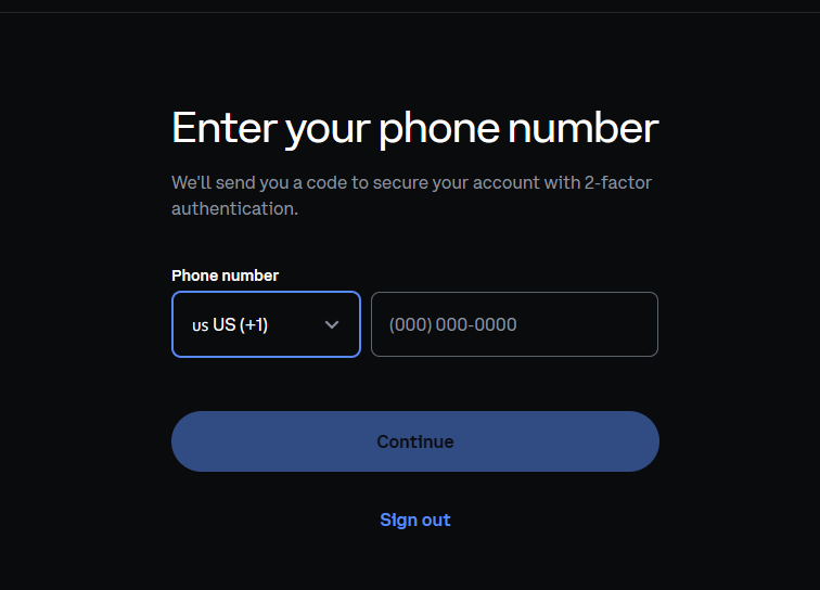 enter your phone number screen