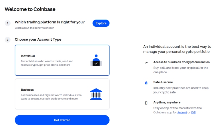welcome to coinbase page